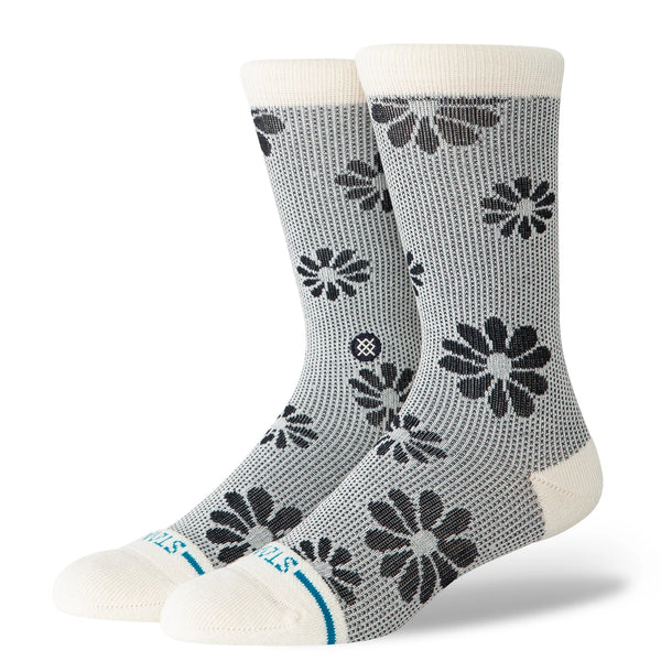 Floral Stitch Crew Sock Ivory