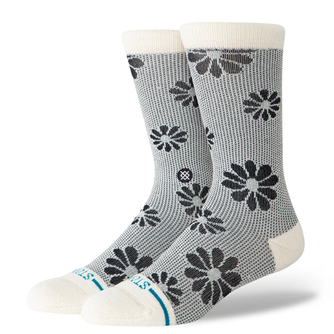 Floral Stitch Crew Sock Ivory