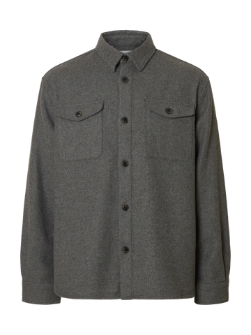Pablo Wool Blend Overshirt Dark Grey Melange