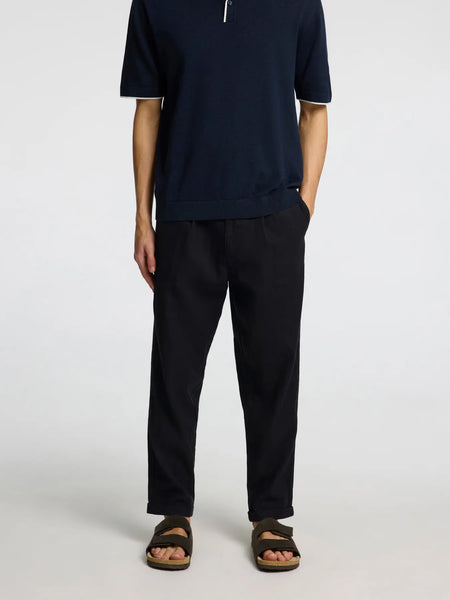 Ron Relaxed Crop Linen Pant Black