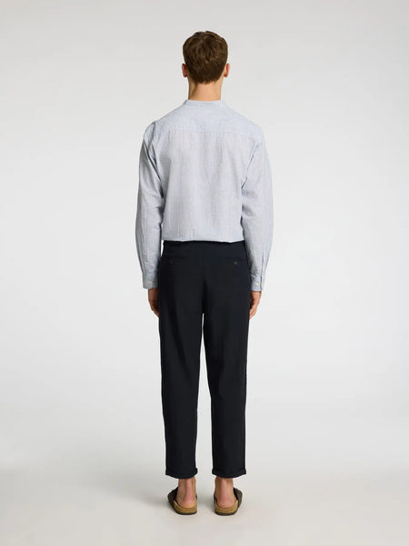 Ron Relaxed Crop Linen Pant Black