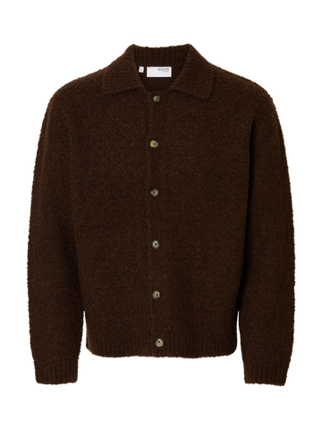 Loyd Knit Boucle Polo Cardigan Demitasse