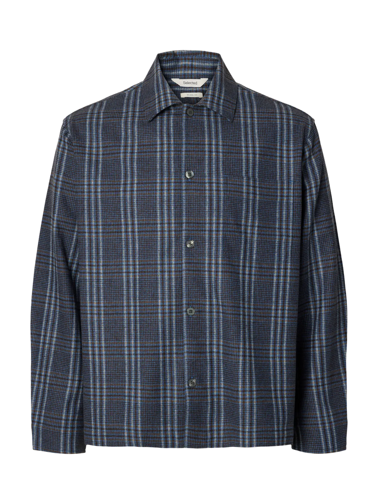 Vend Check Wool Blend Overshirt Wild Wind