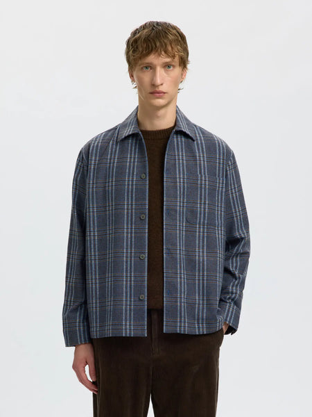 Vend Check Wool Blend Overshirt Wild Wind