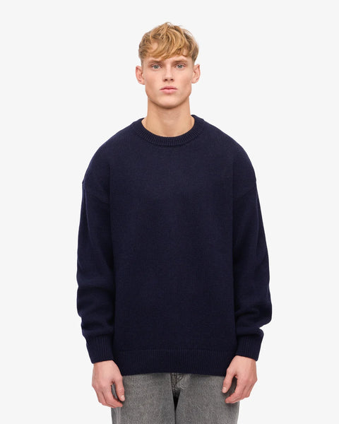 Oversized Merino Wool Crew Navy Blue