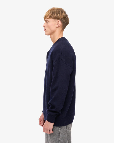 Oversized Merino Wool Crew Navy Blue