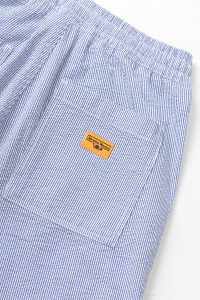 Seersucker Chef Shorts Navy Stripe