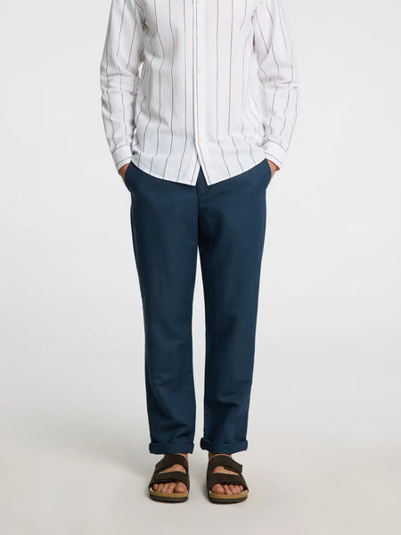 Miles Linen Pant Blue