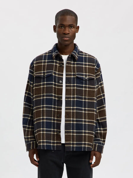 Pablo Wool Blend Overshirt Dark Brown Melange
