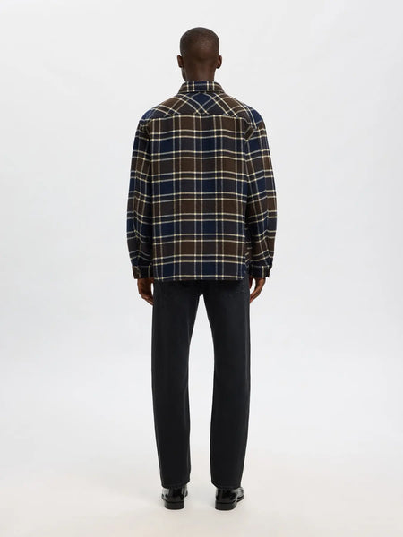 Pablo Wool Blend Overshirt Dark Brown Melange