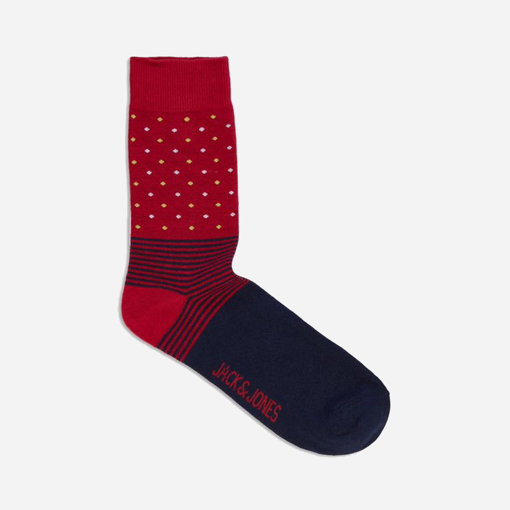 Dot Strip Sock Red