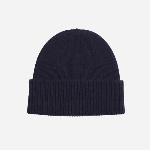 Merino Wool Beanie Navy Blue